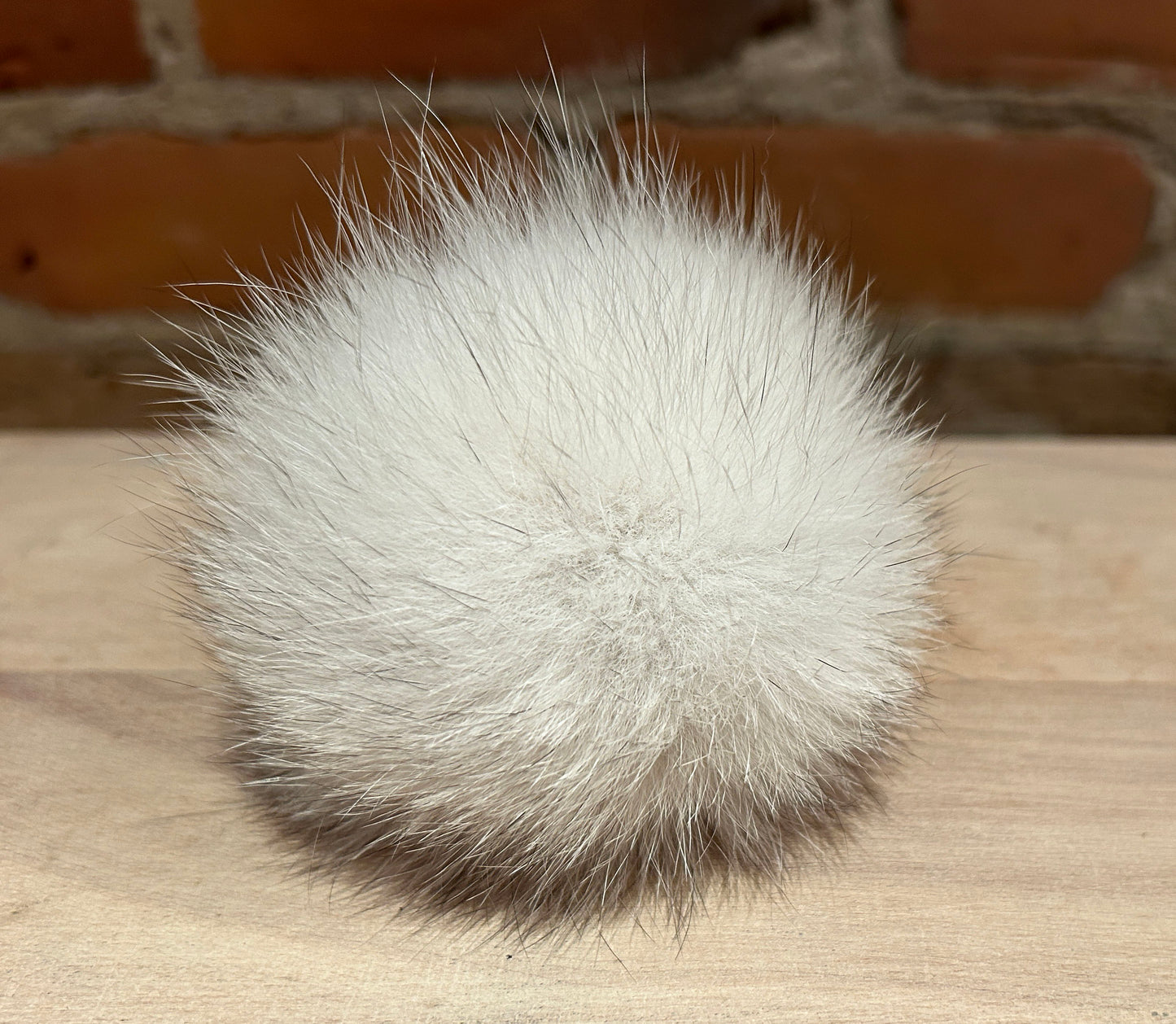 White Blue Fox Fur Pom, 3.5 Inch