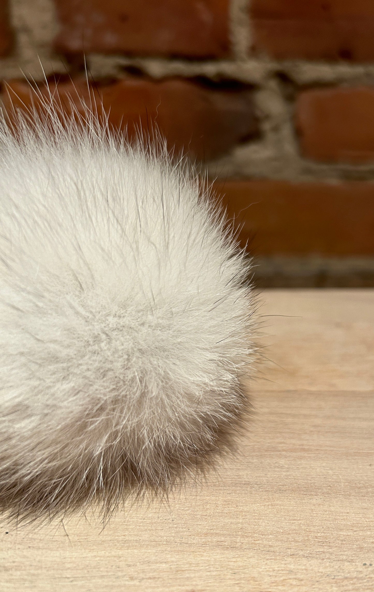 White Blue Fox Fur Pom, 3.5 Inch