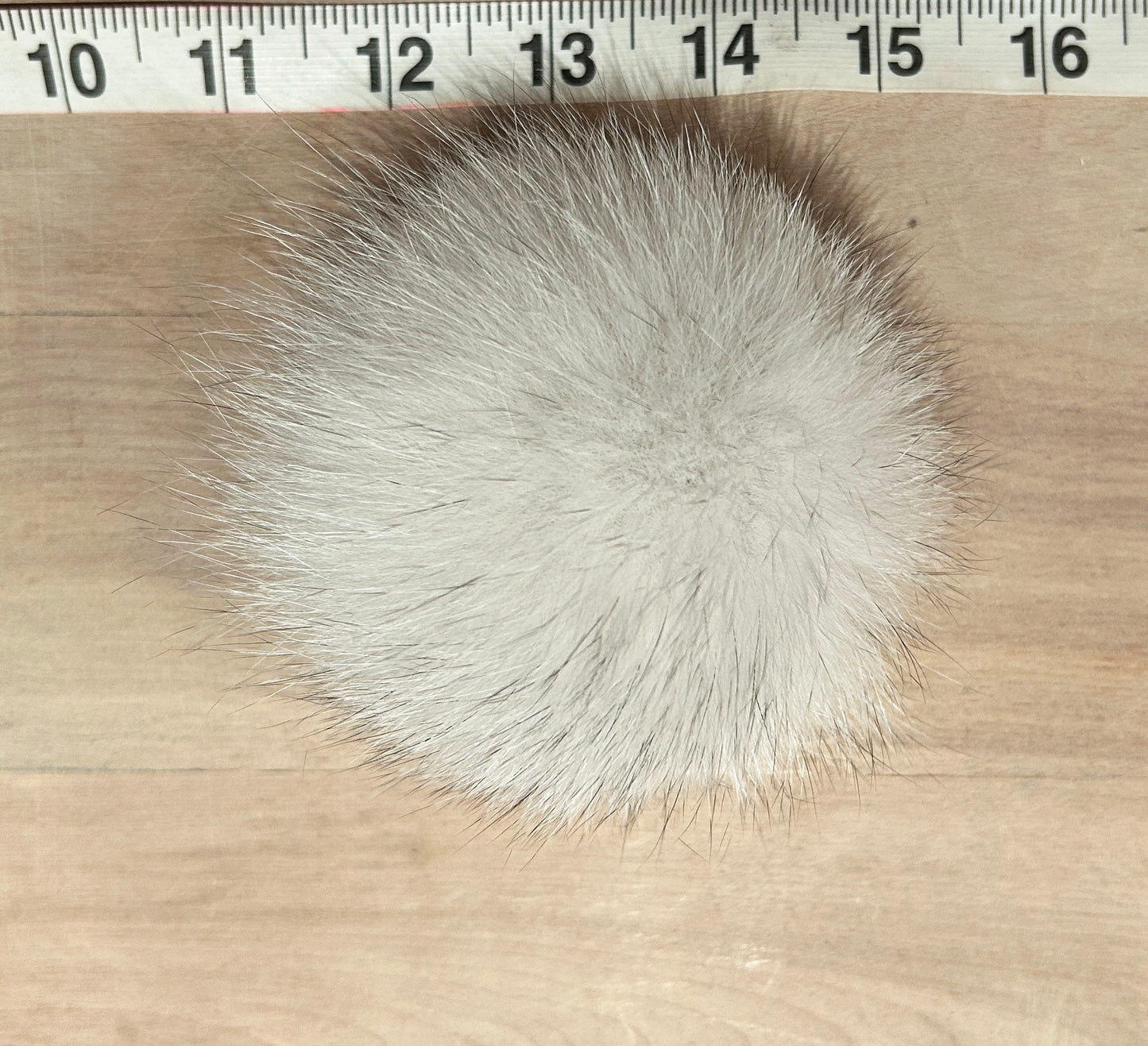 White Blue Fox Fur Pom, 3.5 Inch