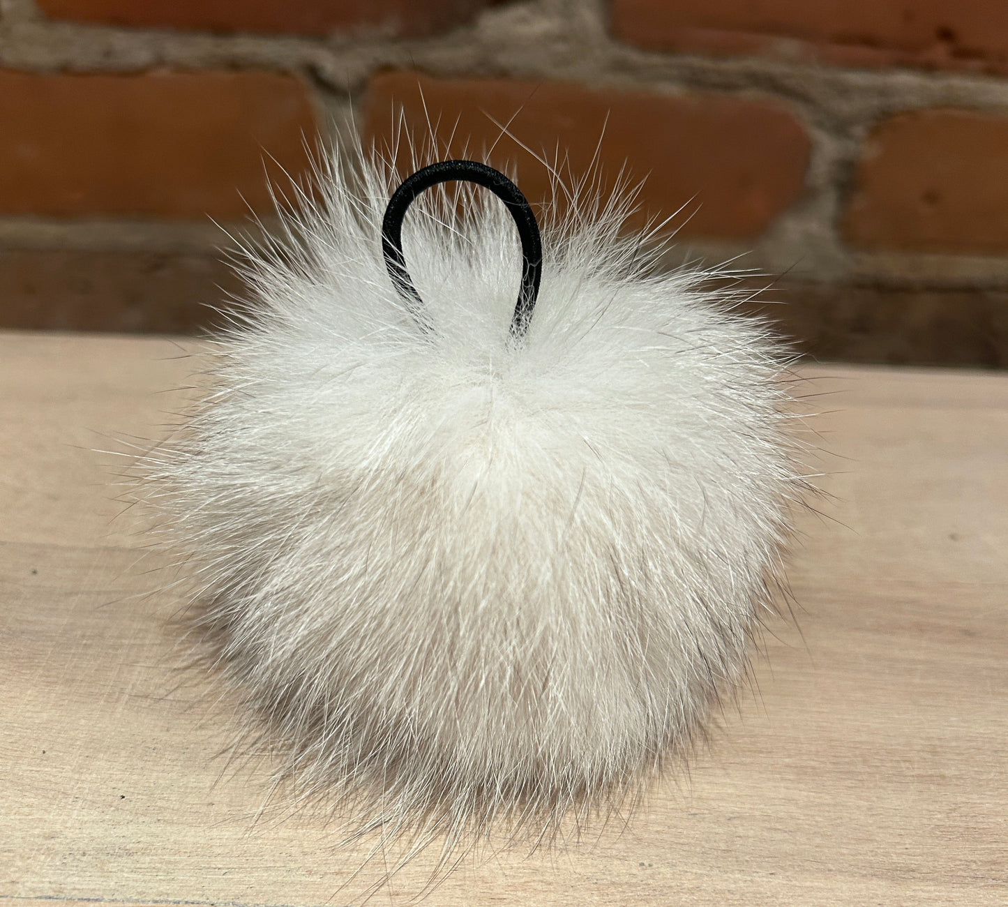 White Blue Fox Fur Pom, 3.5 Inch