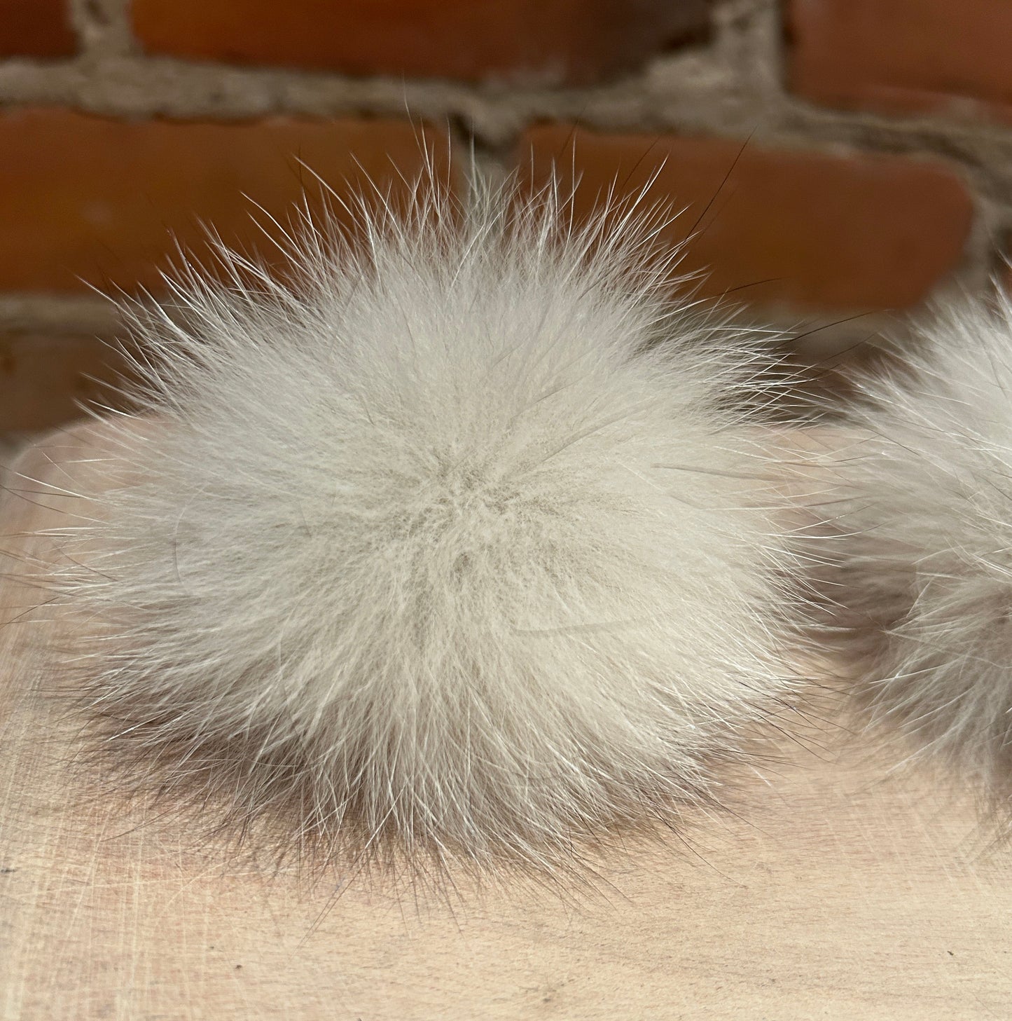 Light Grey Mini Fox Fur Pom, 2.5 Inch