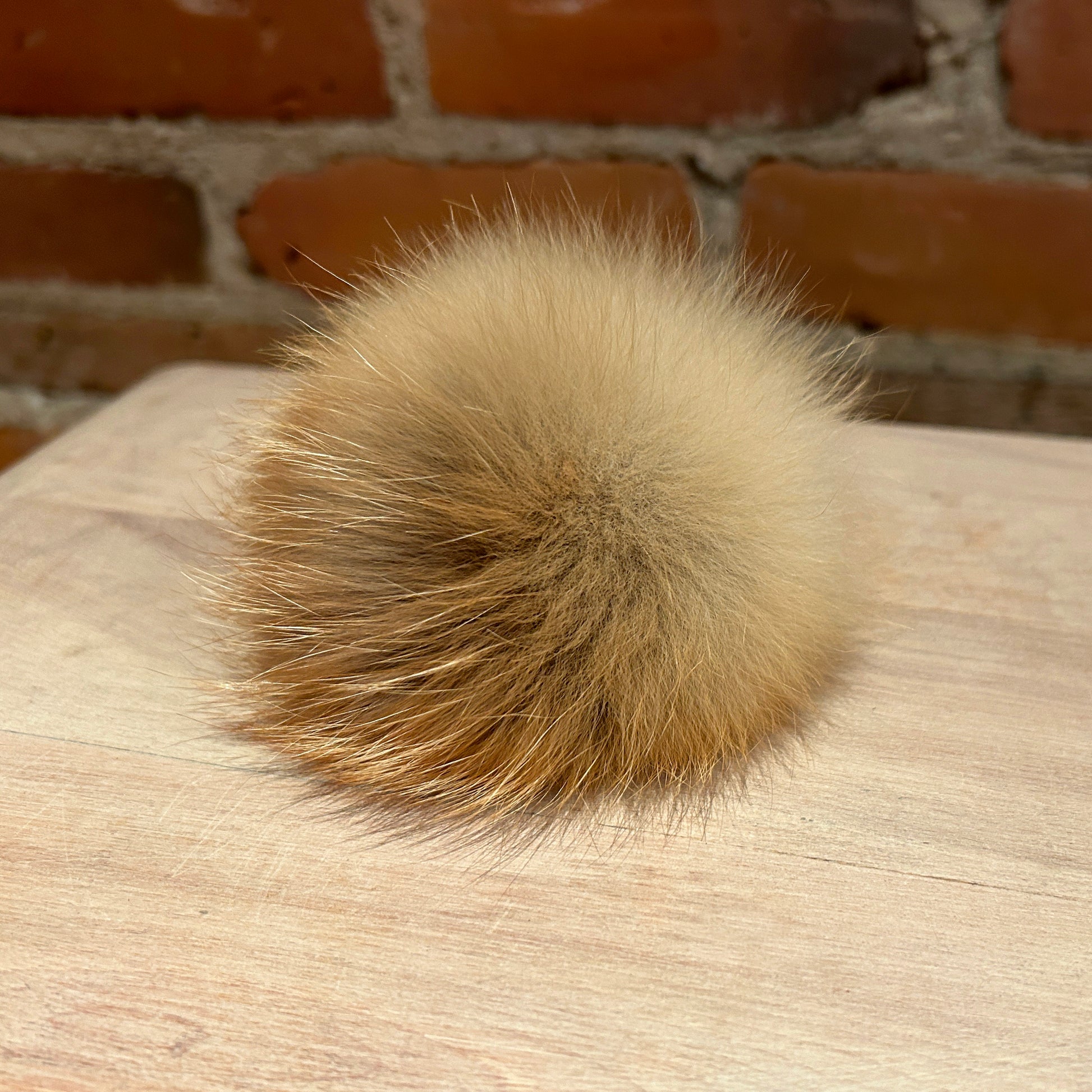 Natural Red and Cream Fox Fur Hat Pom
