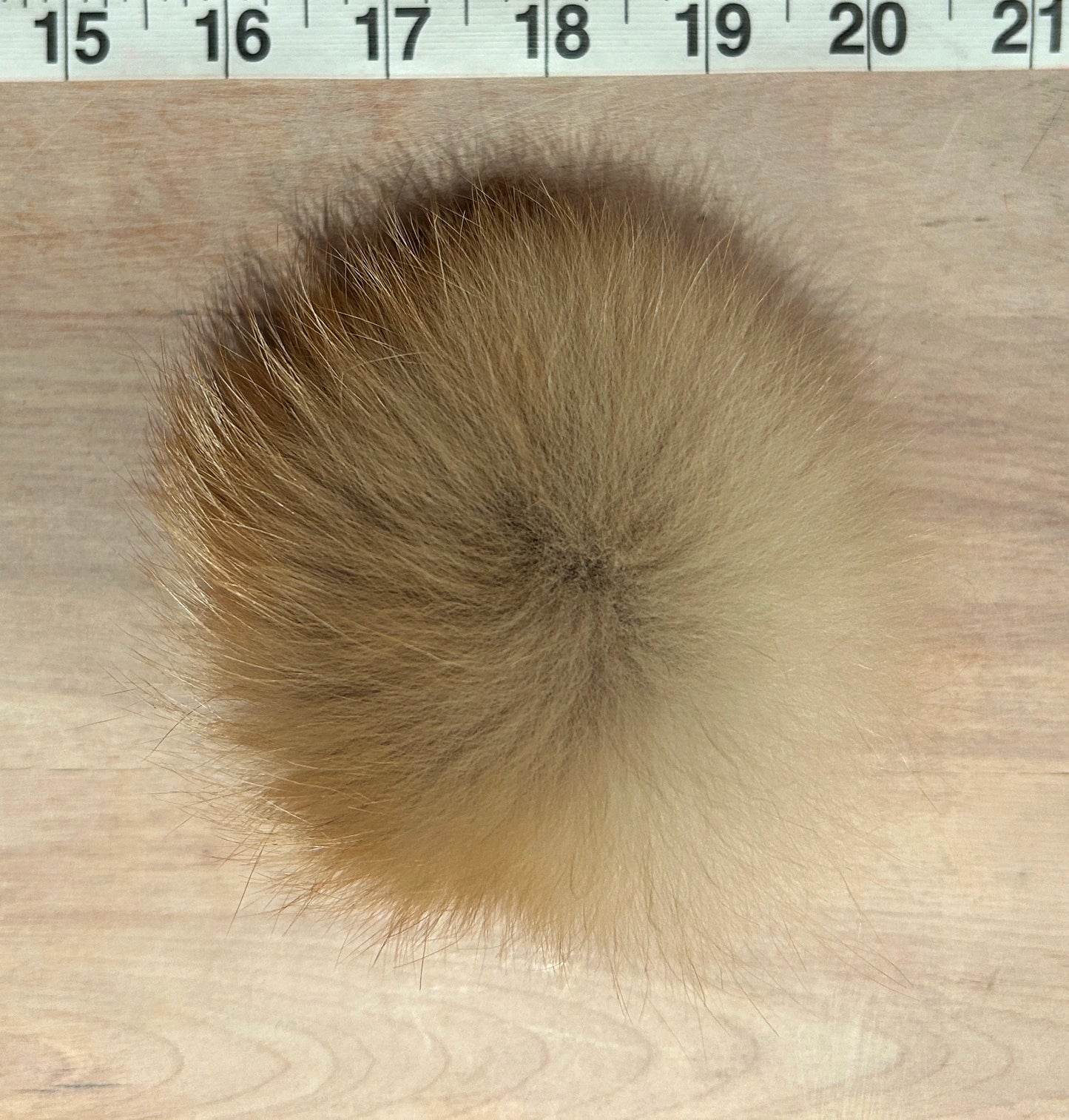Natural Beige Red Fox Fur Pom, 3.5 Inch