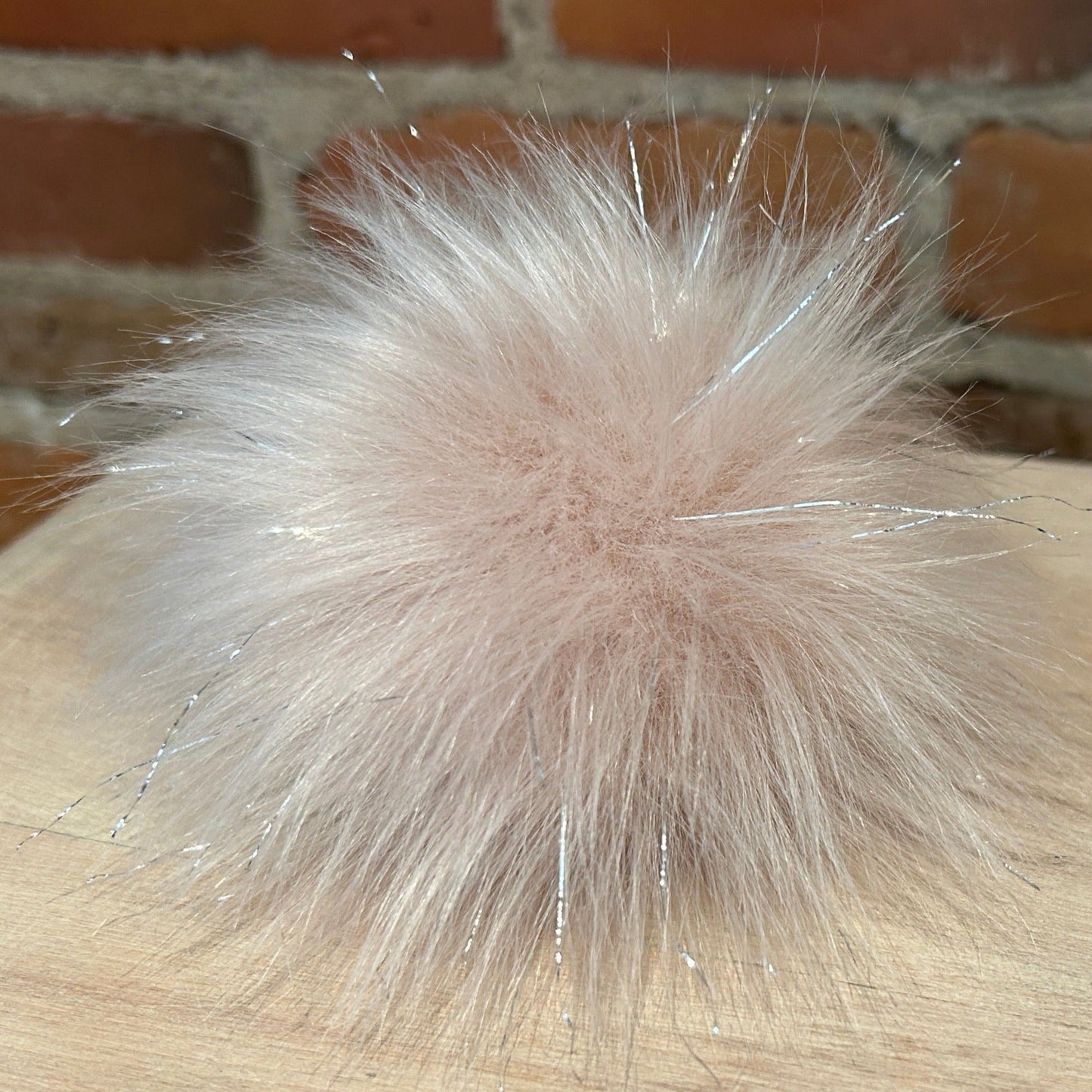 Metallic Sparkle Pink Faux Fur Hat Pom