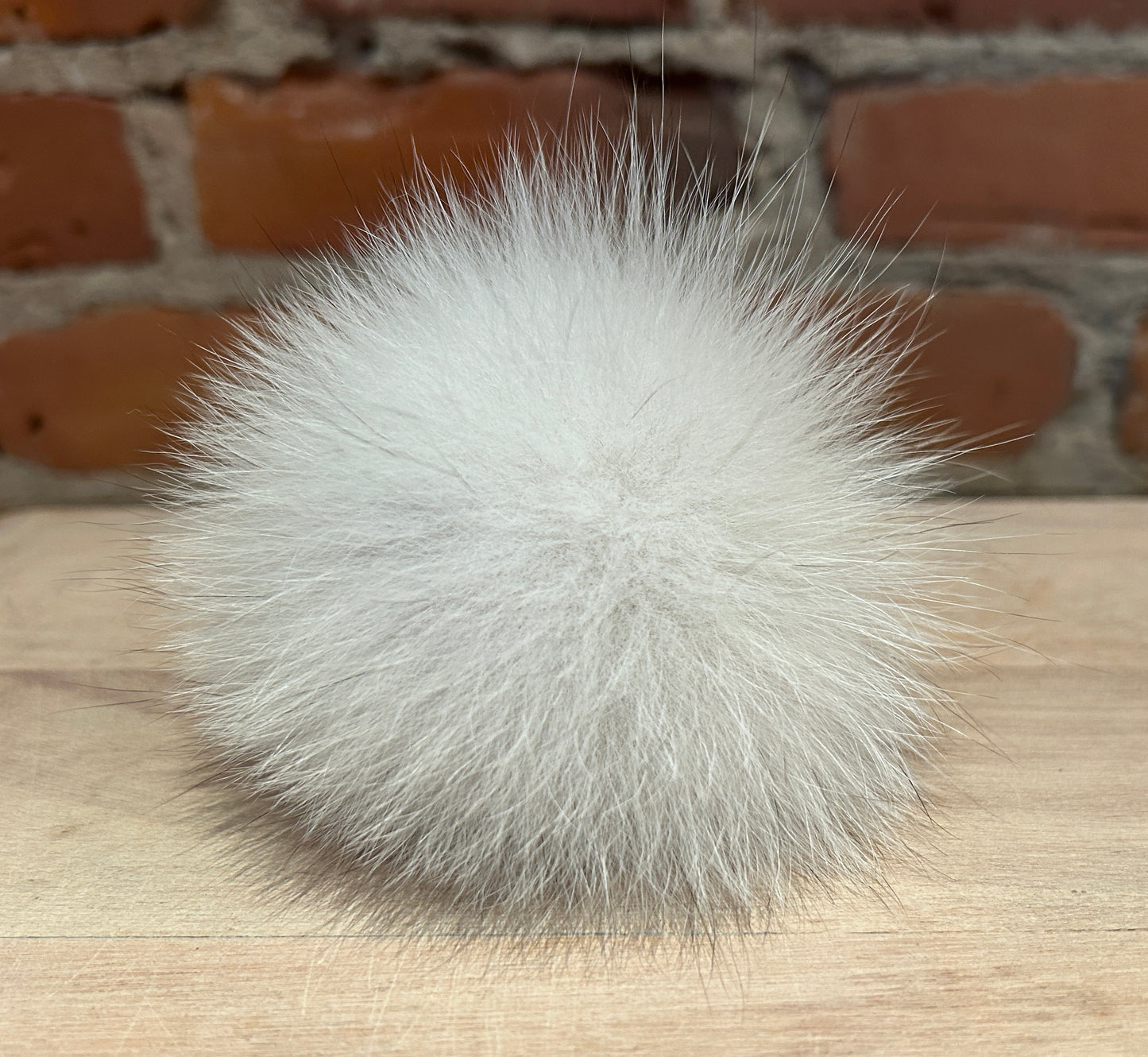 Cool Blue Fox Fur Pom, 3.5 Inch