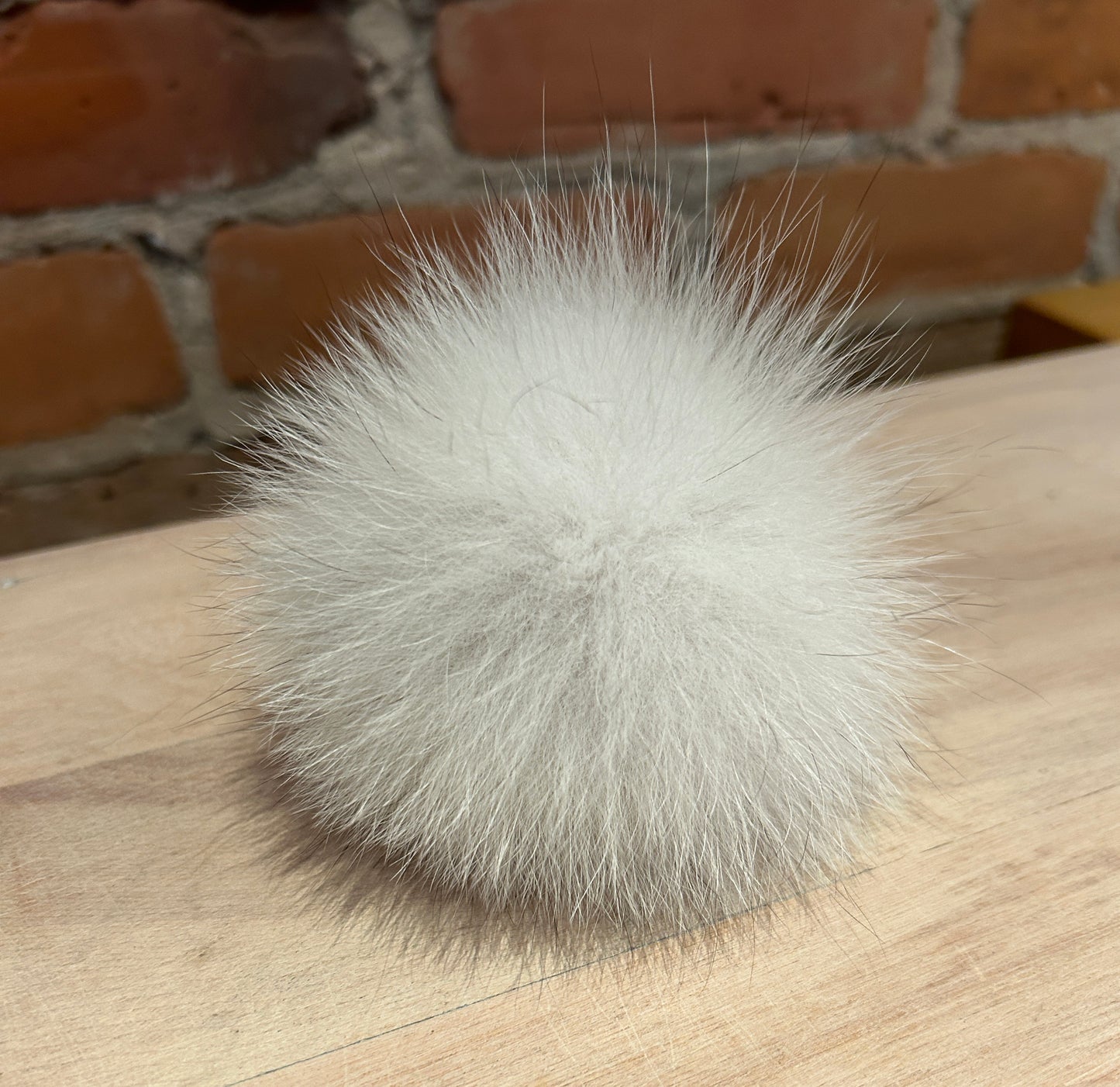 Cool Blue Fox Fur Pom, 3.5 Inch