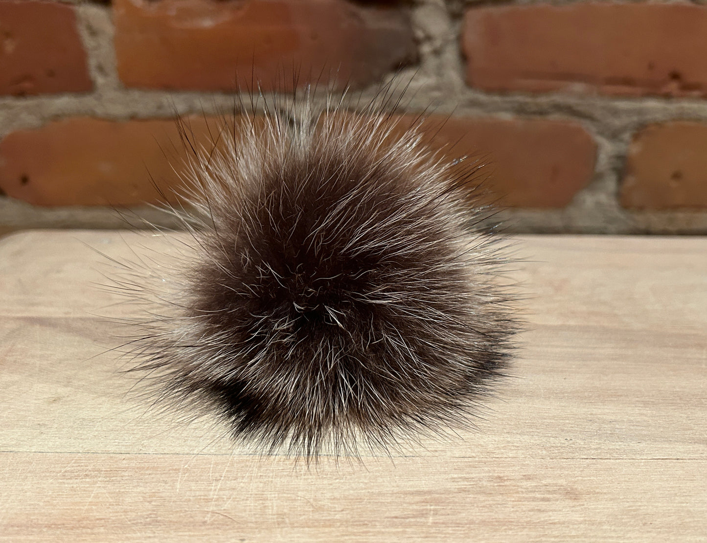 Grey Brown Raccoon Pom, 3 Inch