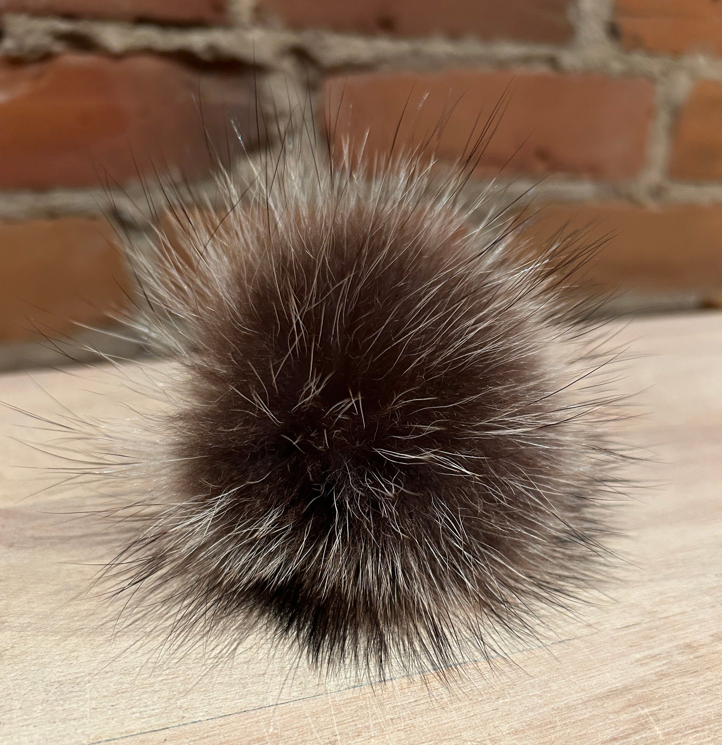 Grey Brown Raccoon Pom, 3 Inch