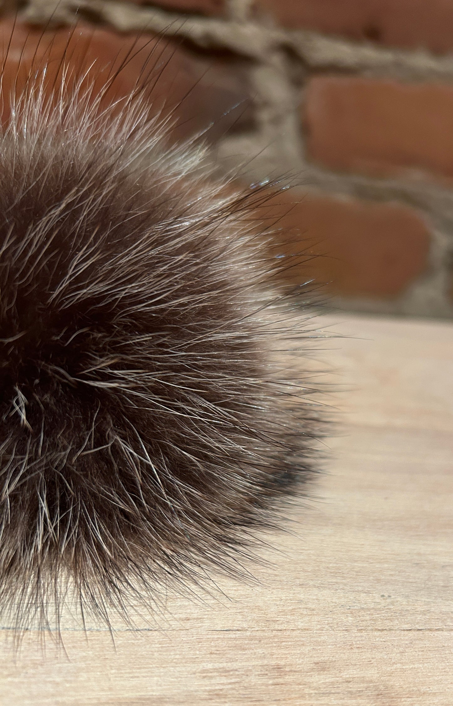 Grey Brown Raccoon Pom, 3 Inch