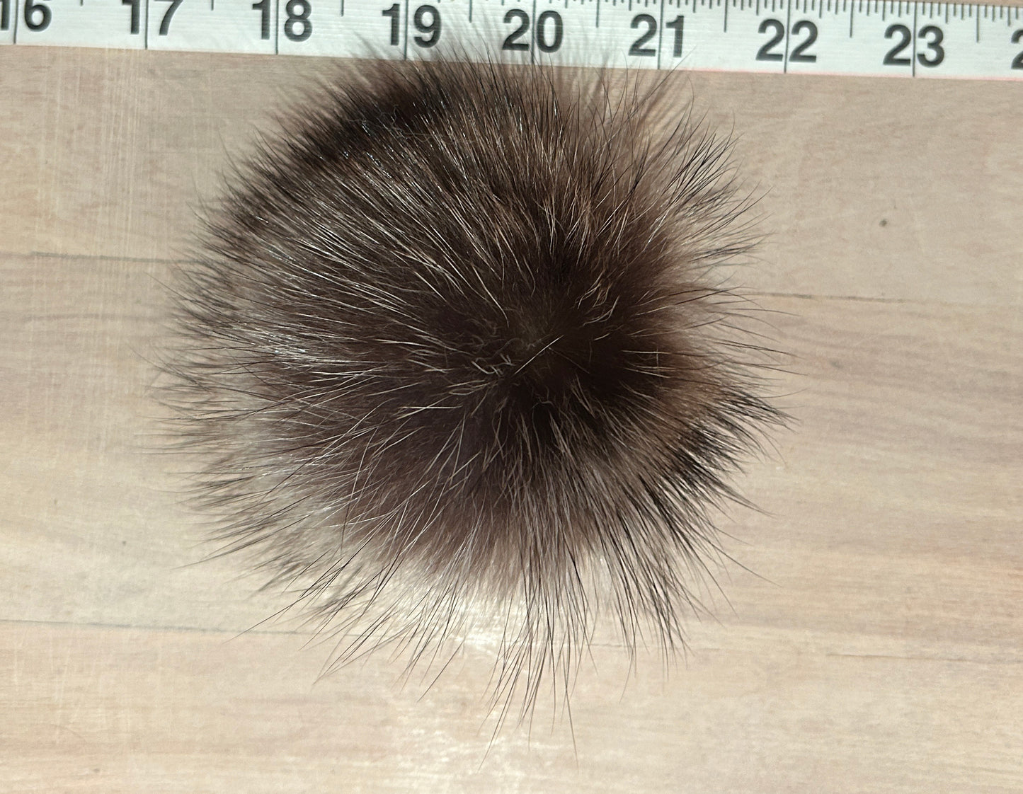 Grey Brown Raccoon Pom, 3 Inch