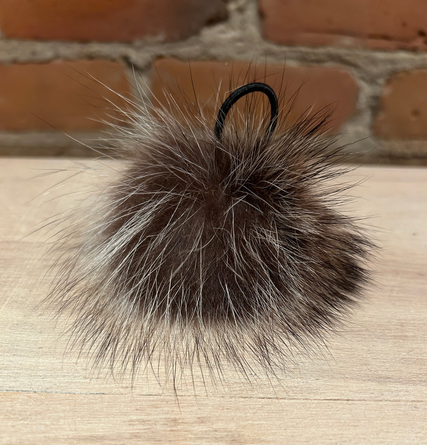 Grey Brown Raccoon Pom, 3 Inch