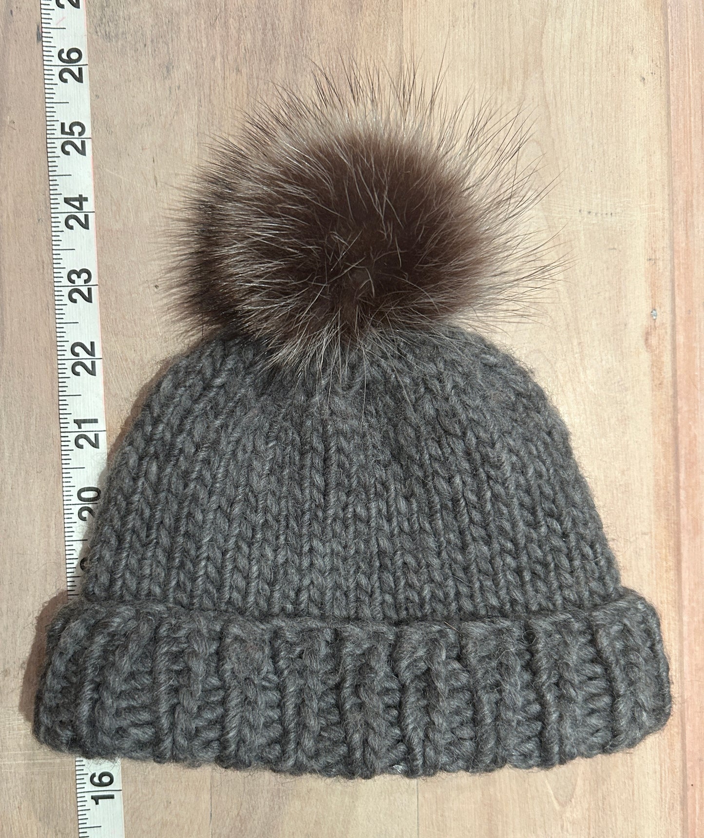 Grey Brown Raccoon Pom, 3 Inch