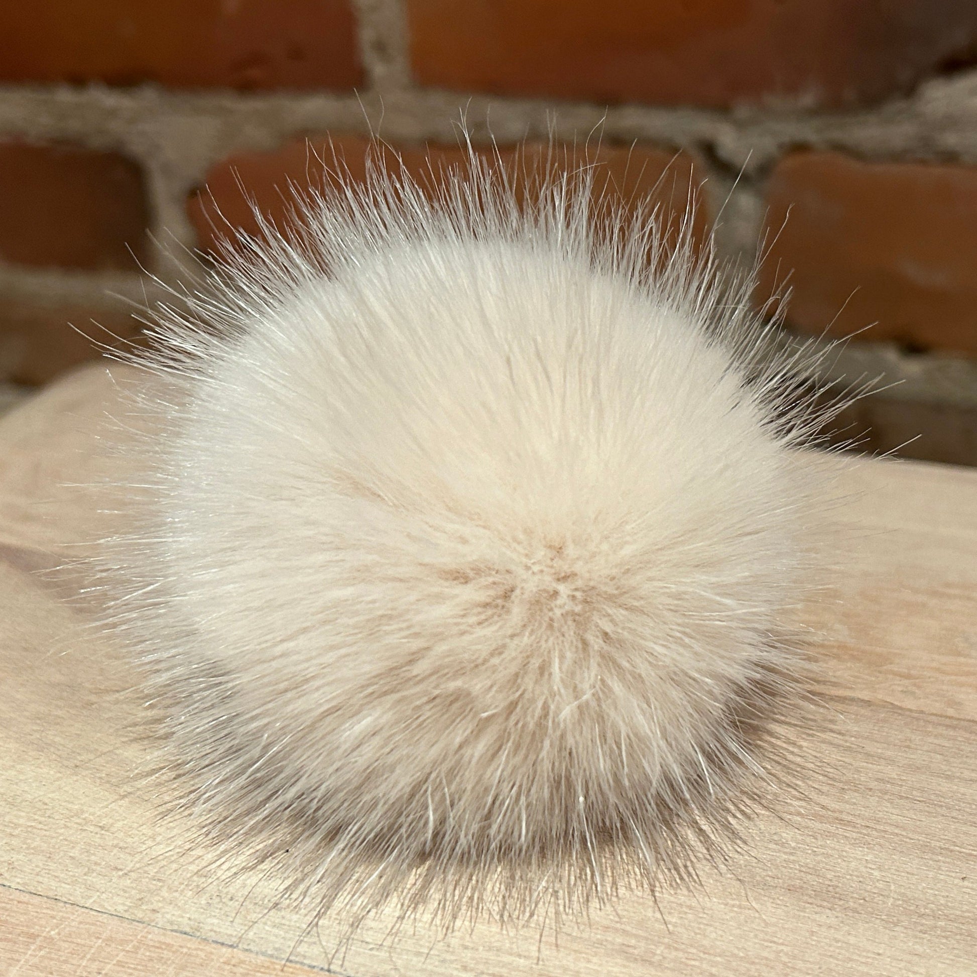 Cream Pink Beige Mink Faux Fur Hat Pom