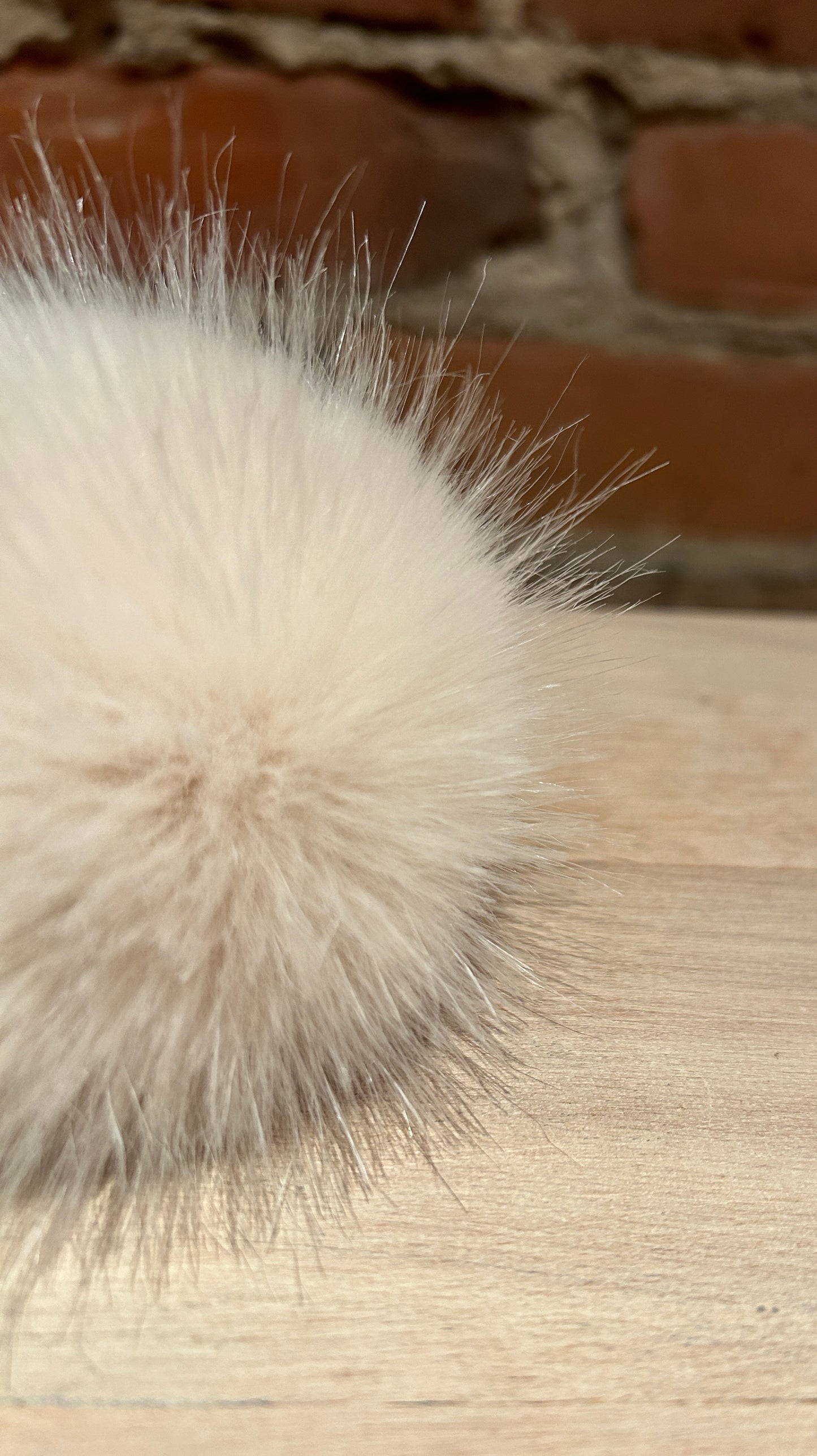 Cream Pink Beige Faux Fur Pom, 3 Inch