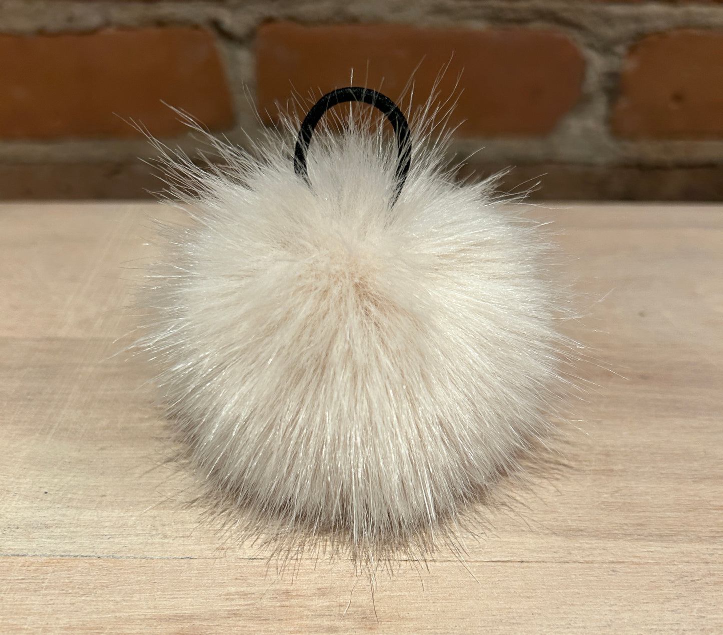 Cream Pink Beige Faux Fur Pom, 3 Inch