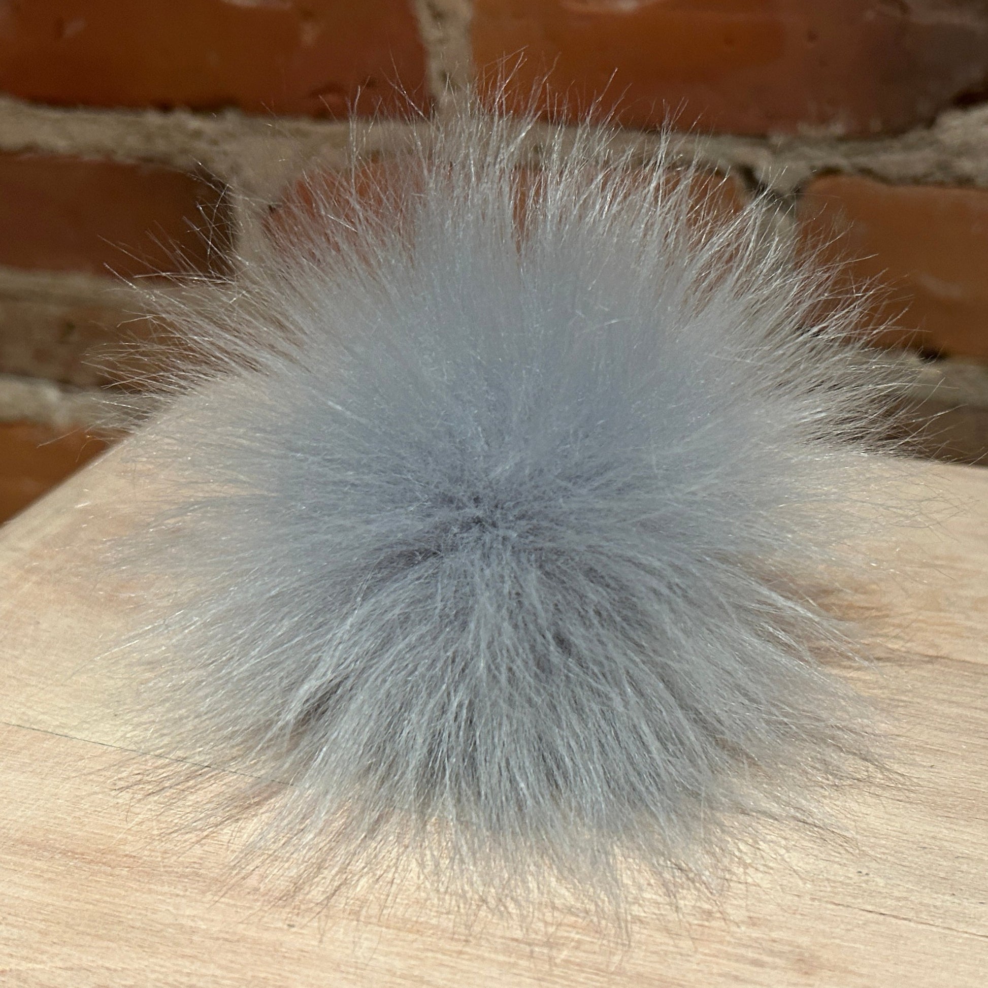 Light Blue Handmade Faux Fur Pom Pom for Child's Knit Hat