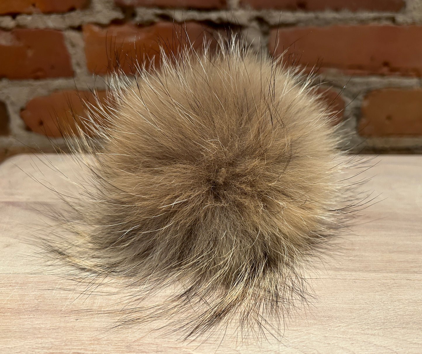 Golden Beige Coyote Fur Pom, 5.5 Inch