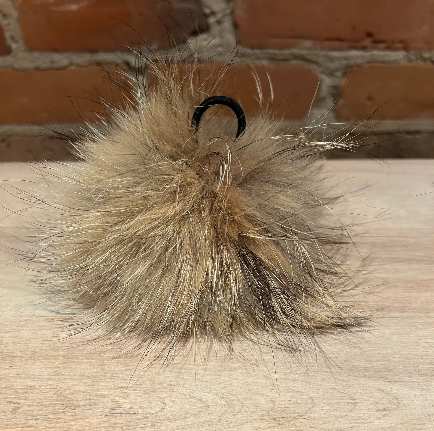 Golden Beige Coyote Fur Pom, 5.5 Inch