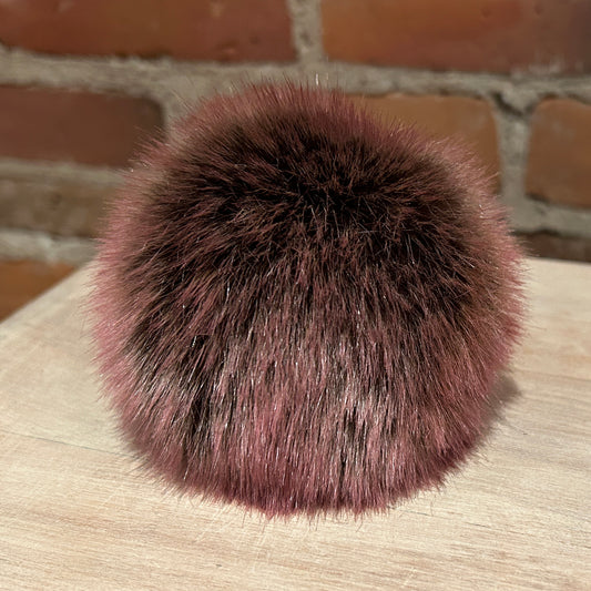 Pink Brown Faux Fur Hat Pom, 4 Inch