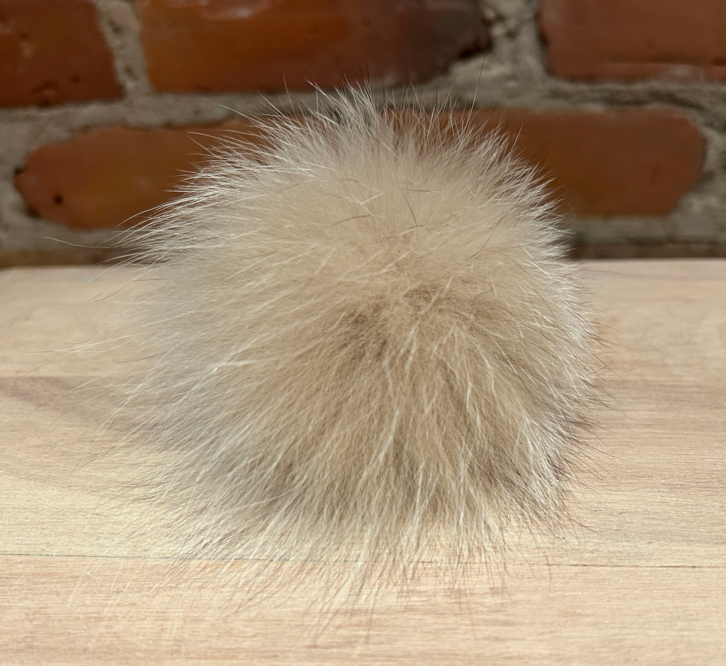 Sugar Beige Fox Fur Pom, 3.5 Inch