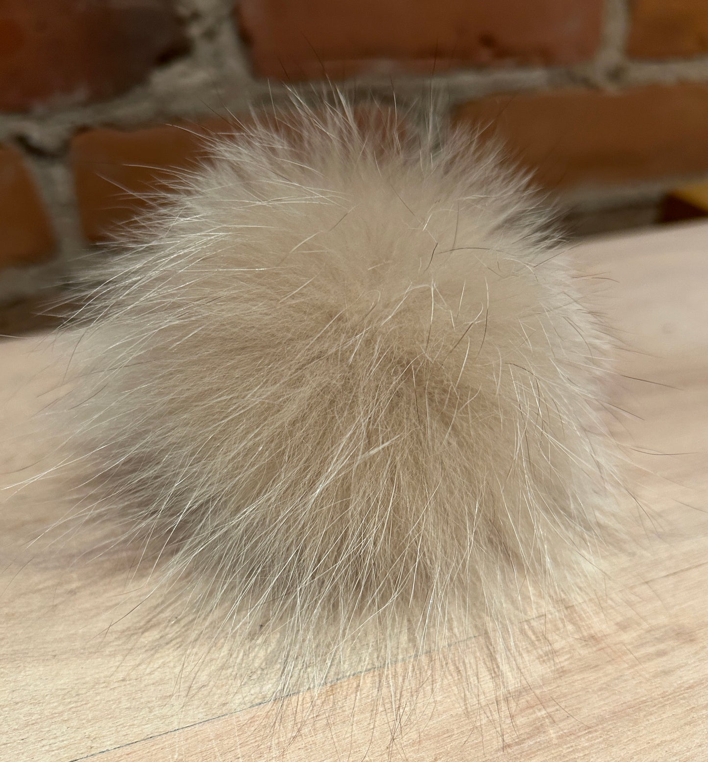 Sugar Beige Fox Fur Pom, 3.5 Inch