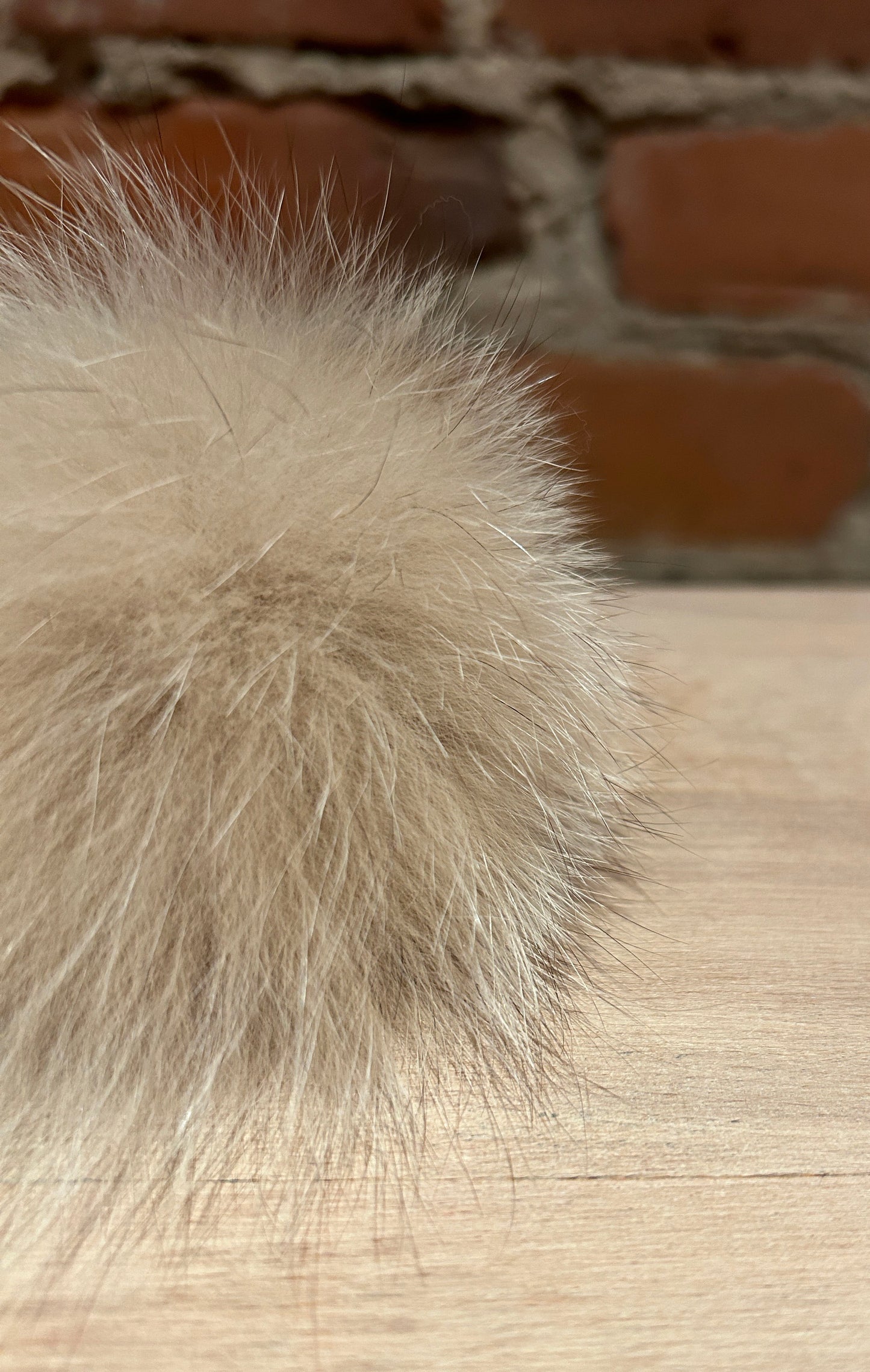 Sugar Beige Fox Fur Pom, 3.5 Inch