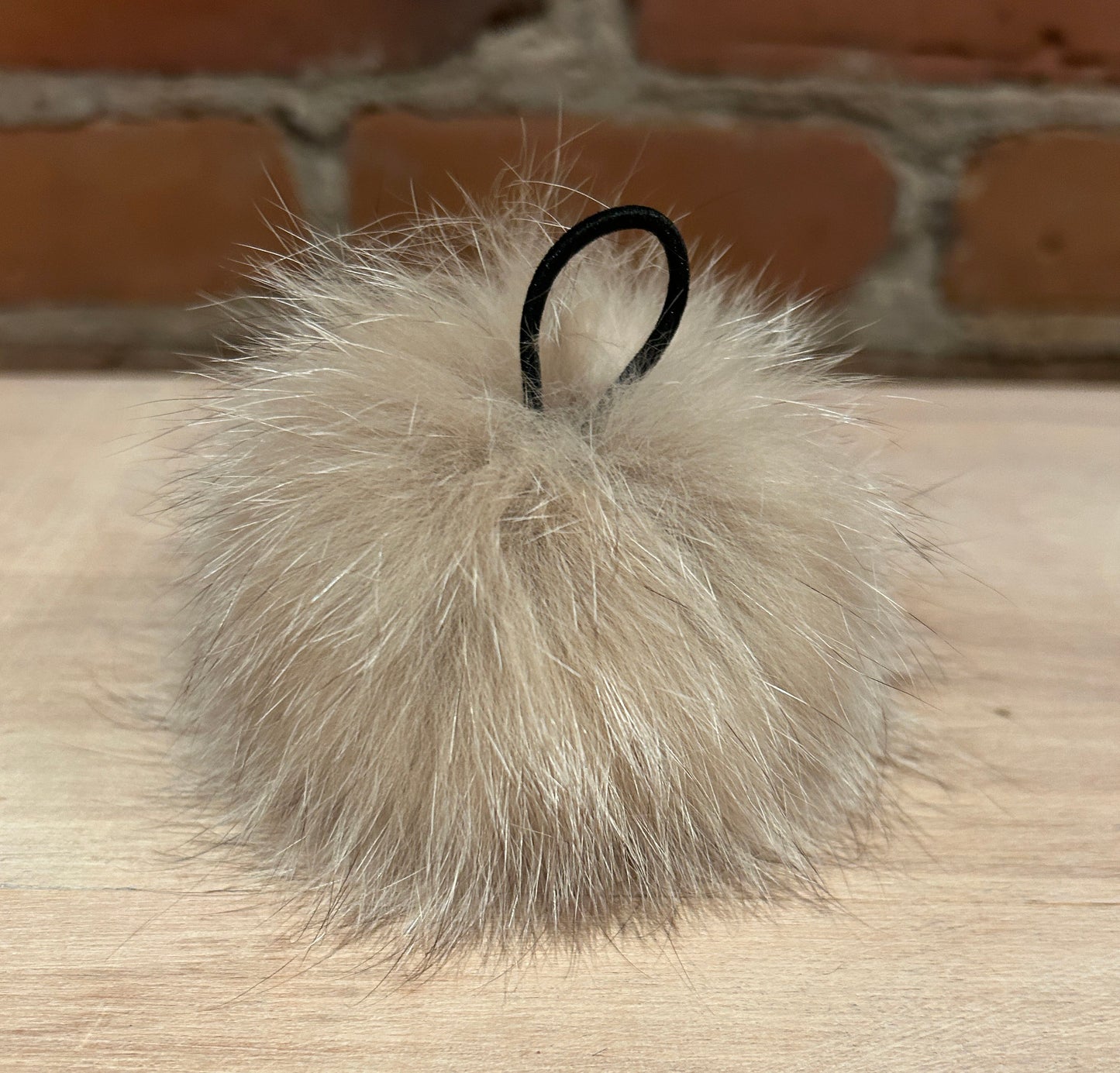 Sugar Beige Fox Fur Pom, 3.5 Inch