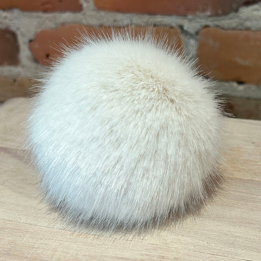 Warm White Mink Faux Fur Hat Pom