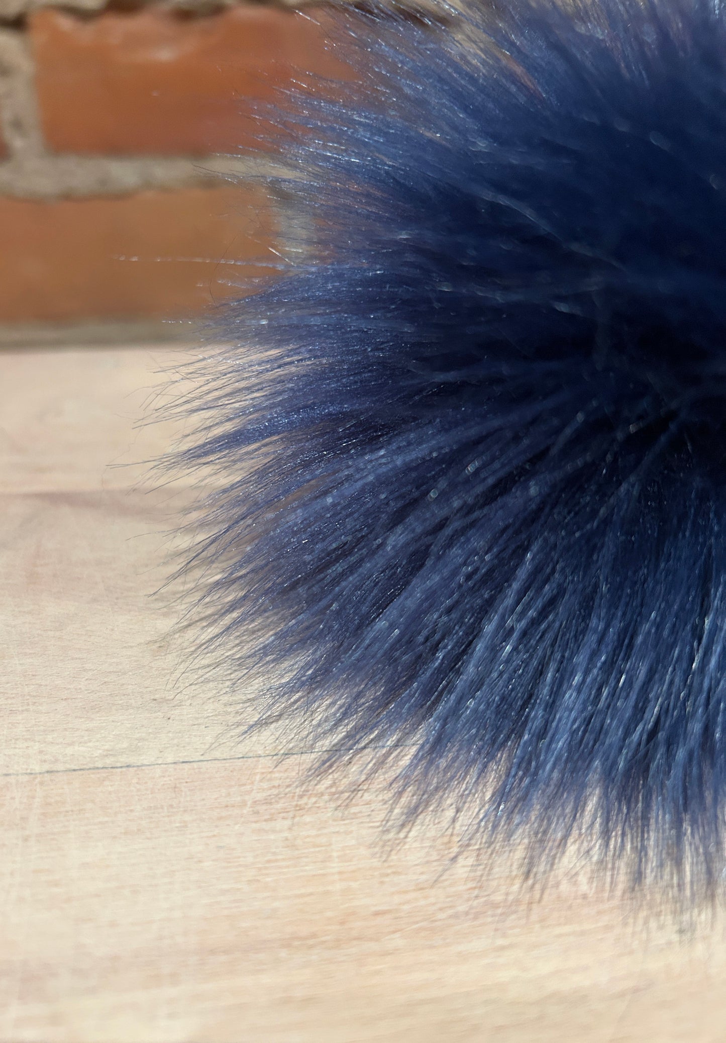 Navy Blue Lamb Faux Fur Pom, 4.5 Inch