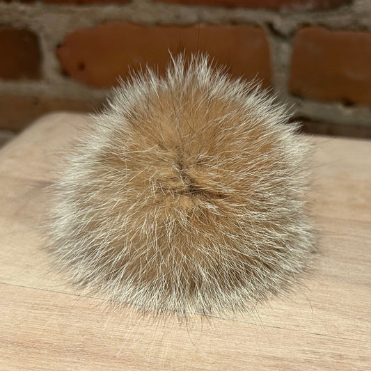 Small Gold Crystal Fox Pom Pom for Child's Knit Hat