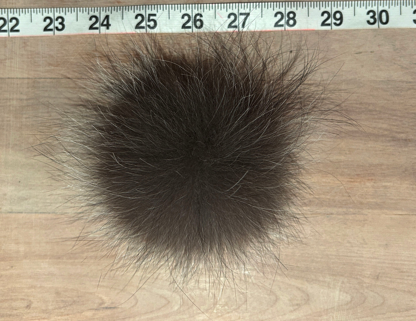 Charcoal Grey Silver Fox Fur Pom, 3.5 Inch