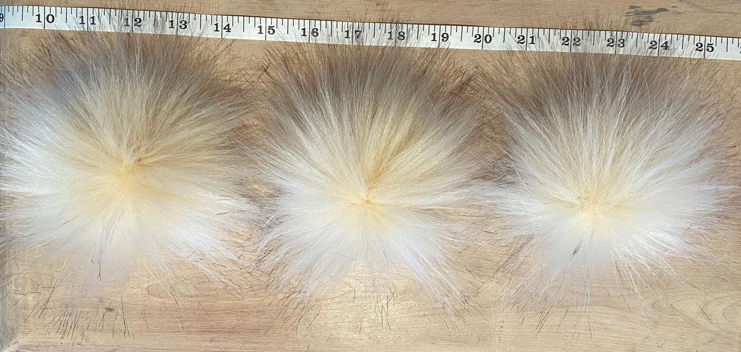 Ivory Peach Faux Fur Pom, 3.5 Inch