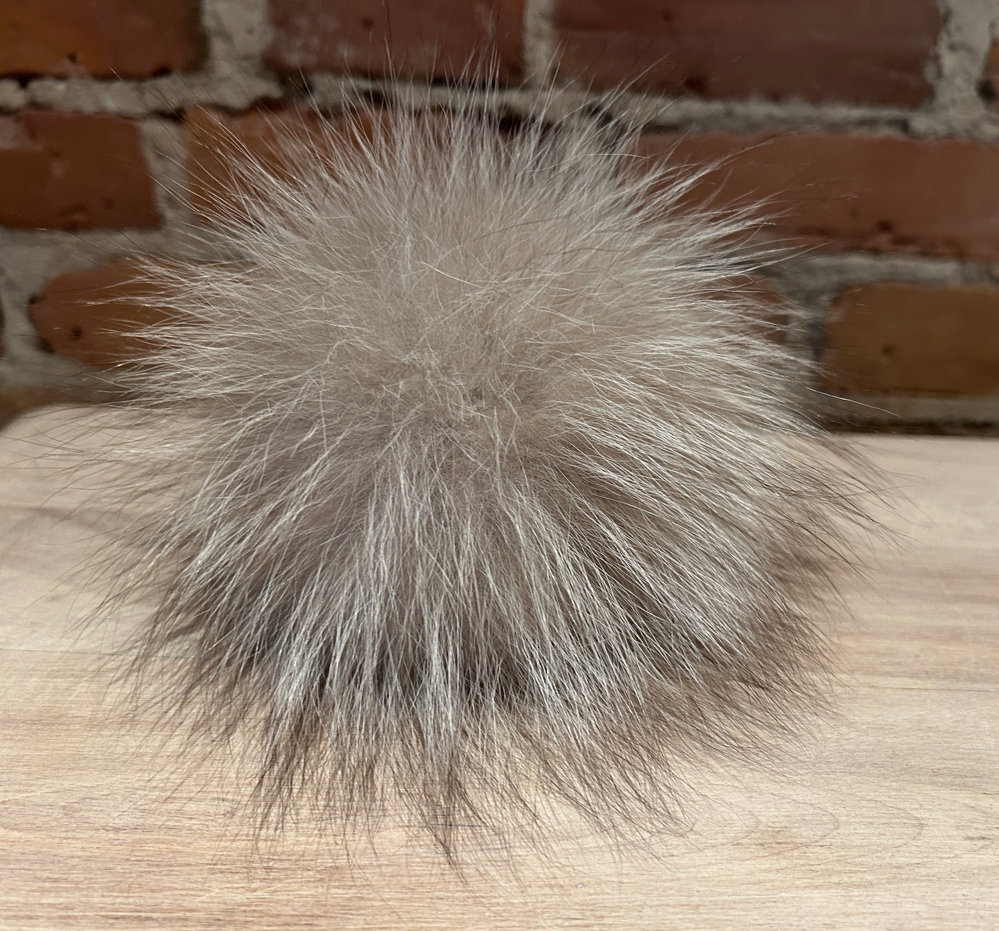 Beige Taupe Fox Hat Pom, 6.5 Inch