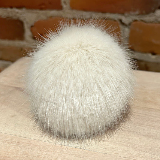 Warm Winter White Mink Faux Fur Hat Pom
