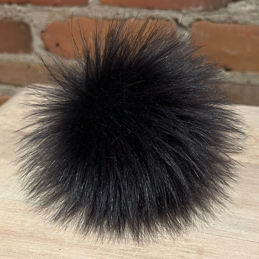 4-Inch Charcoal Black Faux Fur Hat Pom