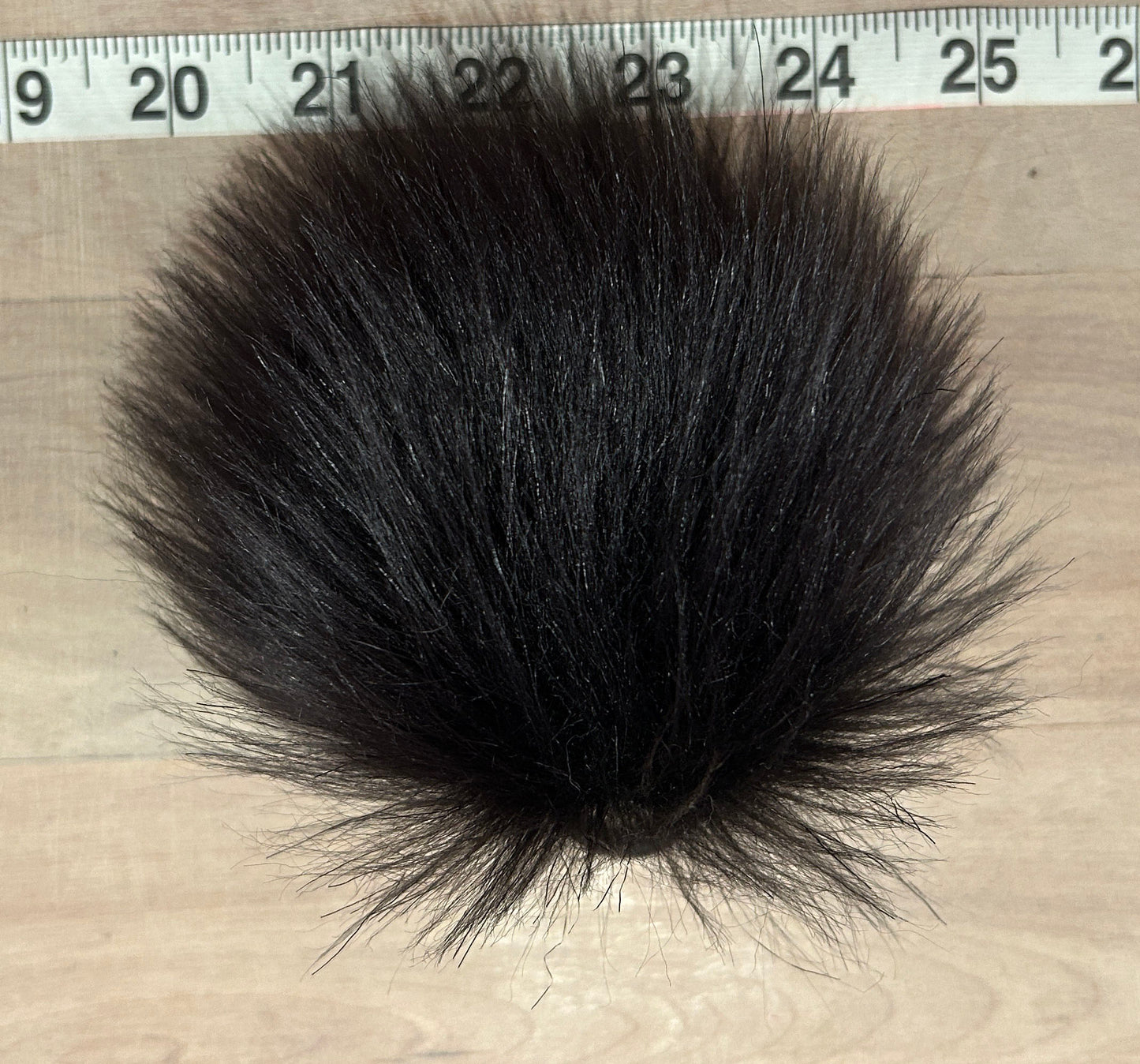 Charcoal Black Lamb Faux Fur Pom, 4 Inch