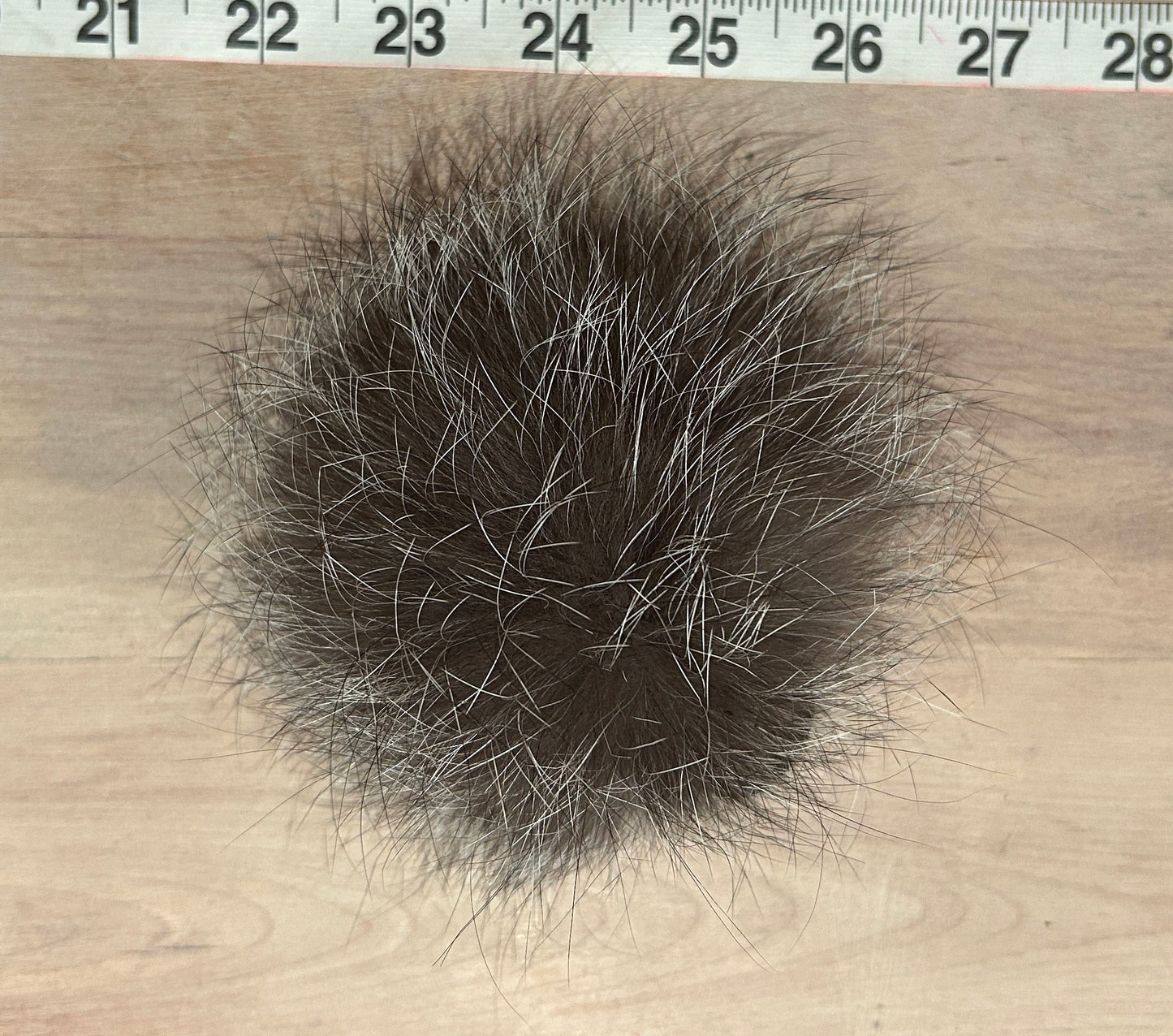 Charcoal Grey Silver Fox Fur Pom, 4 Inch