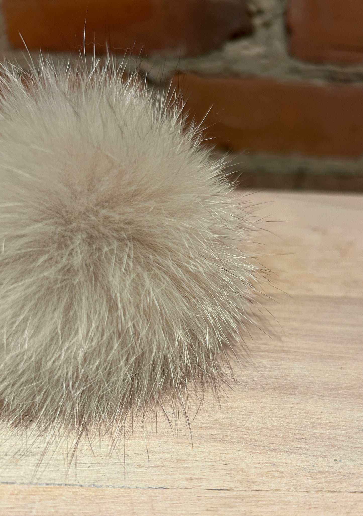 Sugar Beige Fox Fur Pom, 3.5 Inch