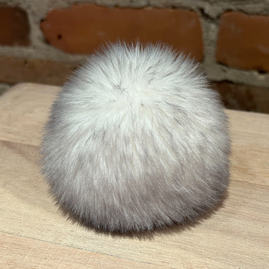 Small Faux Fur Light Grey Chinchilla Hat Pom