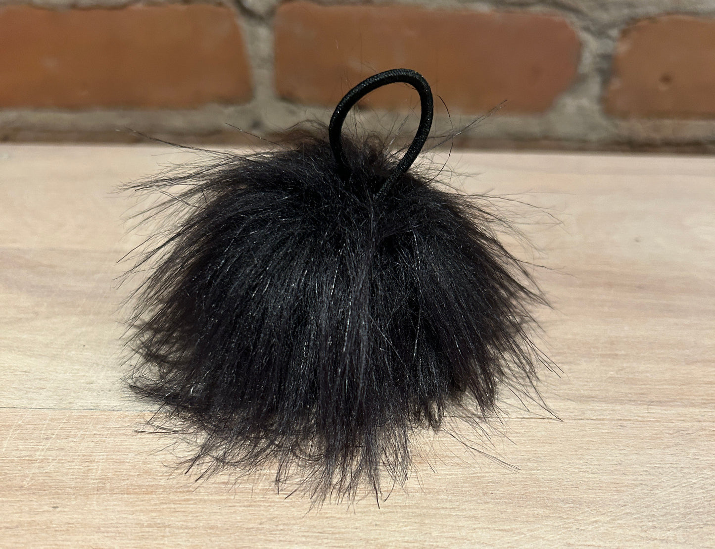 Charcoal Black Faux Fur Pom, 3 Inch