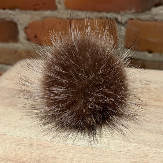 Small Brown Recycled Fur Hat Pom for Your Beret