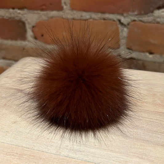 Mini Cinnamon Fox Fur Hat Pom