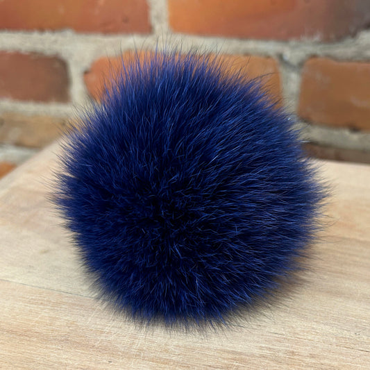 Indigo Blue Fox Fur Recycled Hat POm