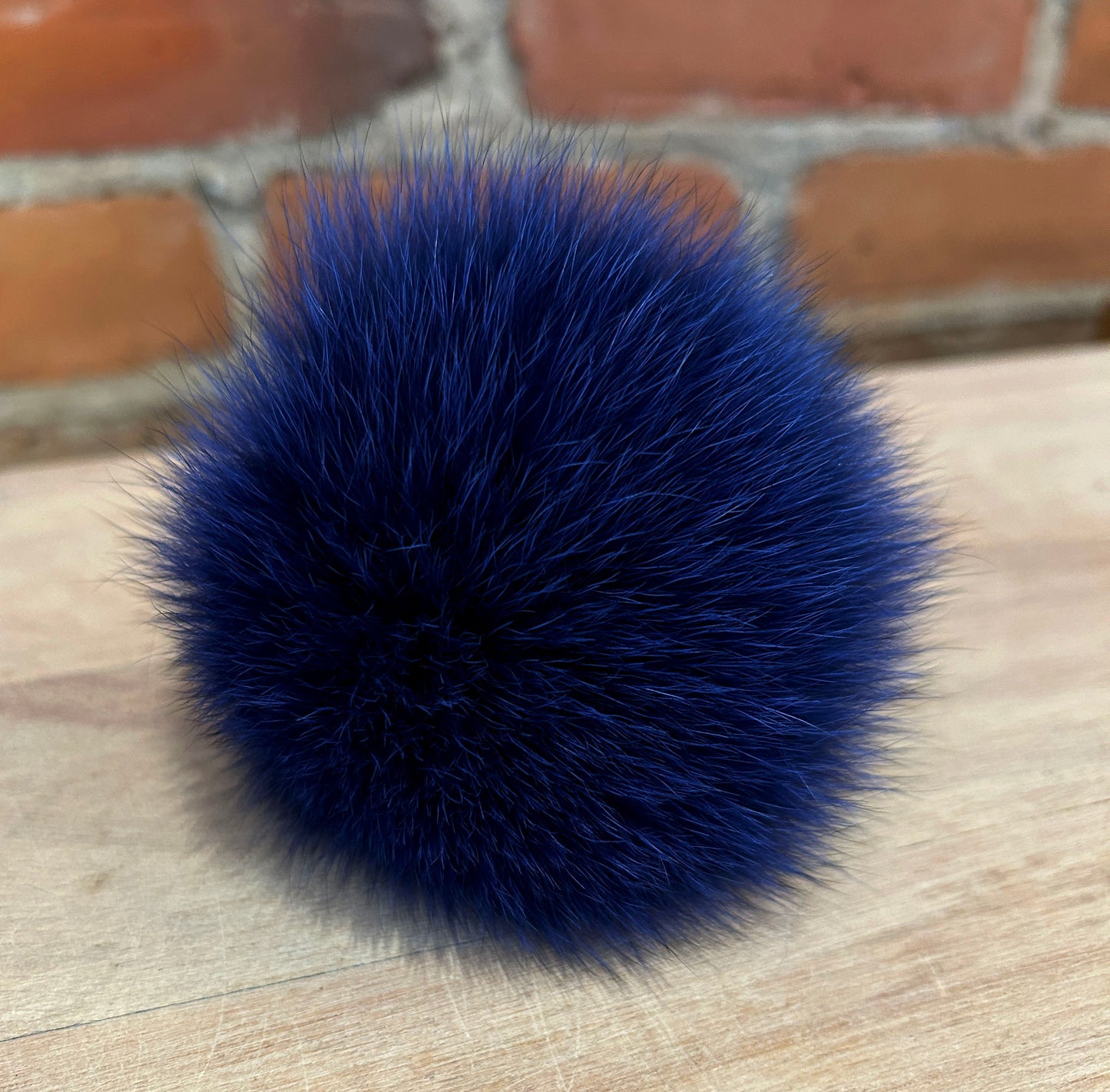 Indigo Blue Fox Fur Pom, 3.5 Inch