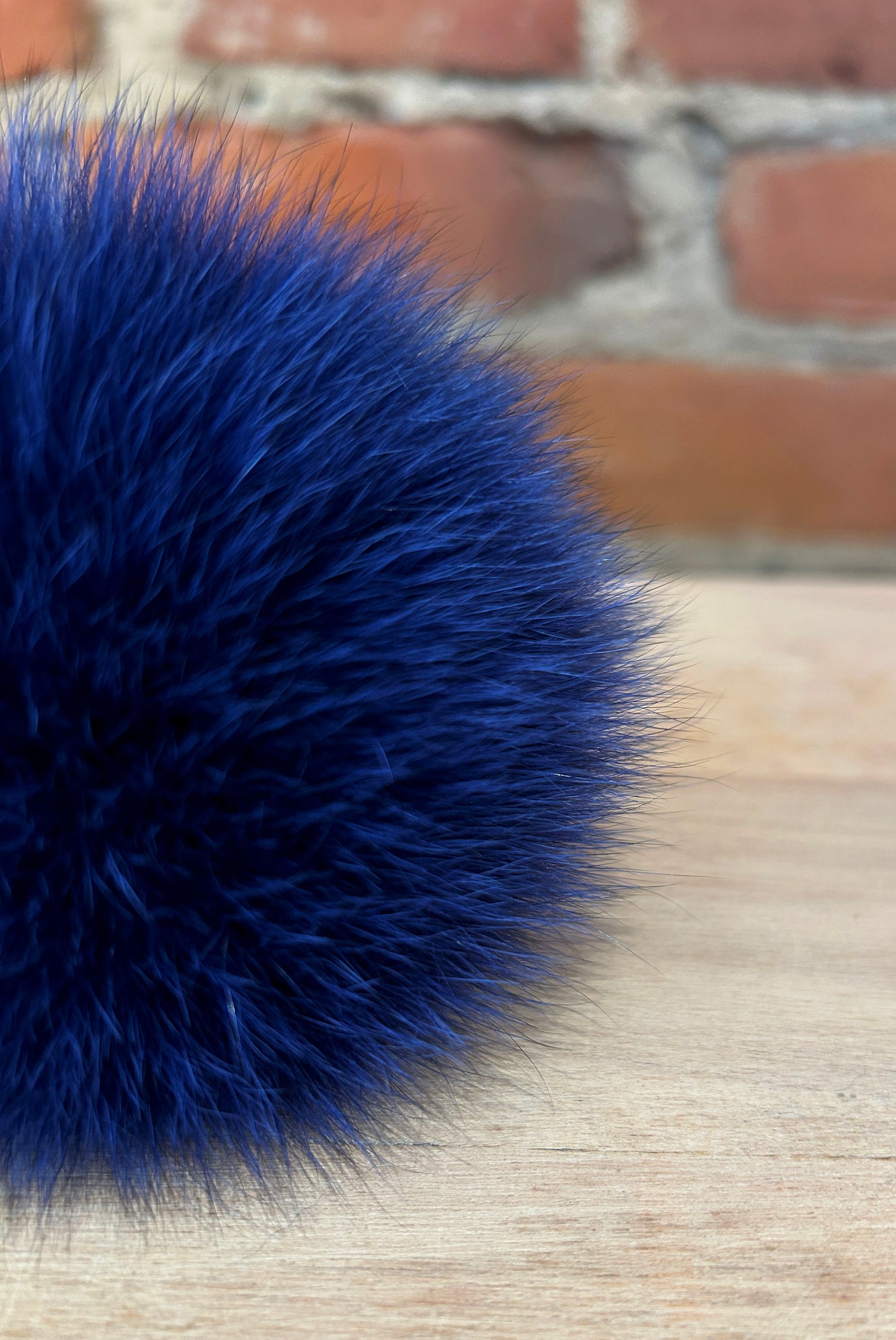 Indigo Blue Fox Fur Pom, 3.5 Inch