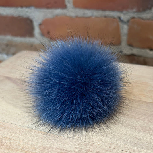 Small Light Denim Blue Fox Fur Hat Pom for Baby's  Knit Hat
