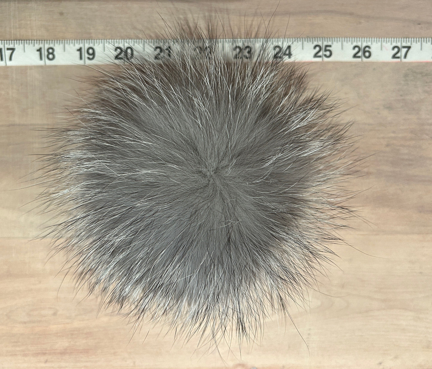 Light Grey Fox Fur Pom, 5.5 Inch