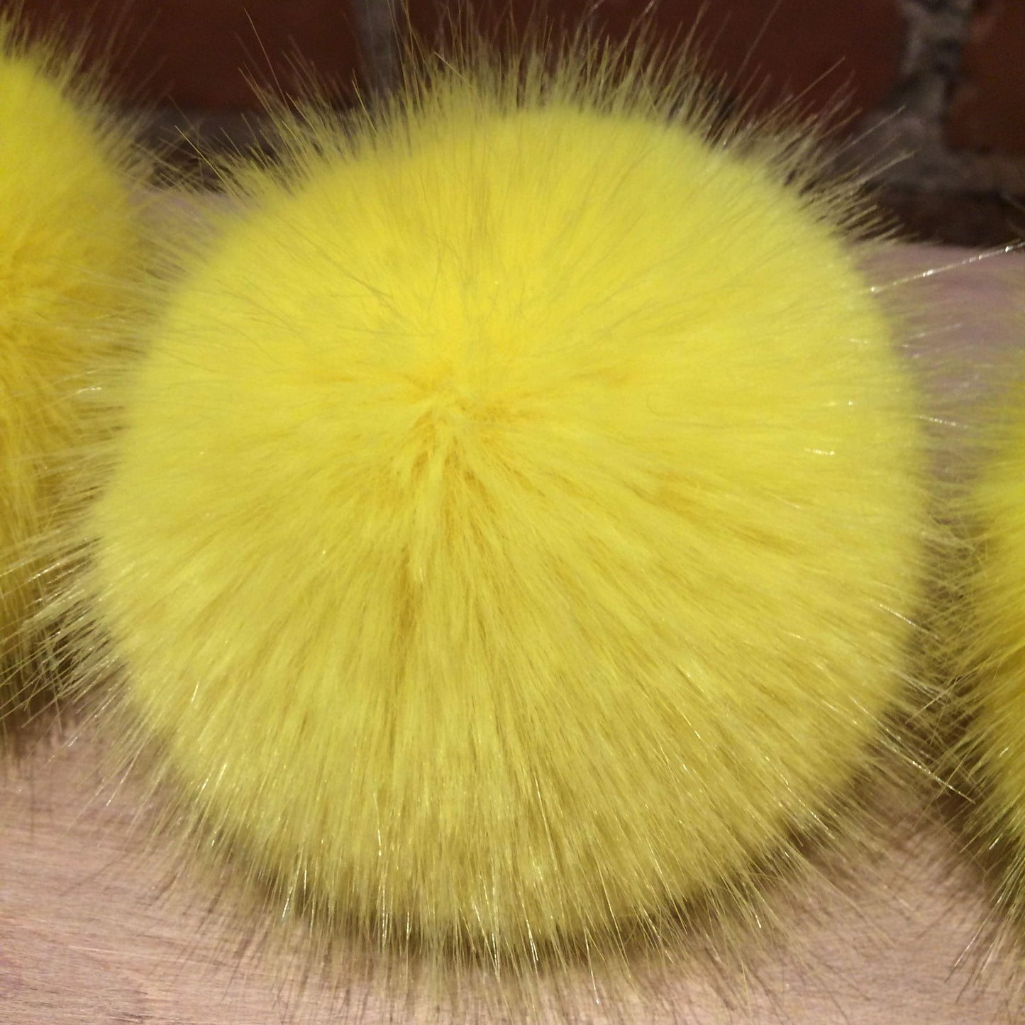 Lemon Yellow Mink Faux Fur Hat Pom