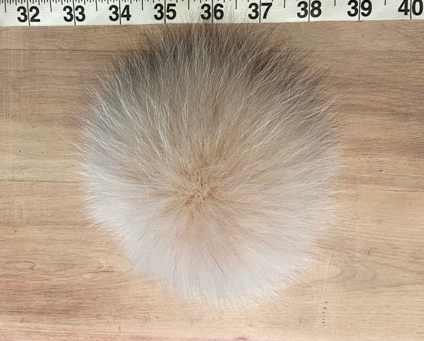 Ivory Peach Fox Fur Pom, 4 Inch