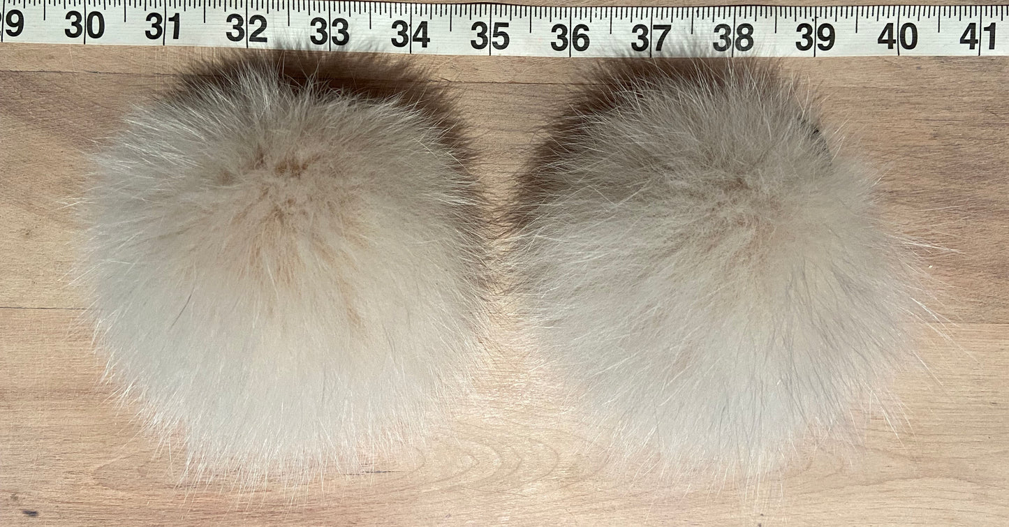 Ivory Peach Fox Fur Recycled Fur Pom, 3.5 Inch